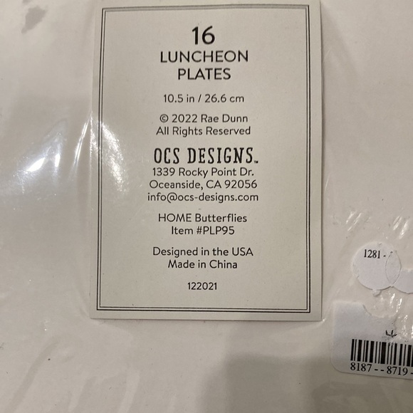 NEW! Rae Dunn HOME BUTTERFLY PAPER LUNCHEON PLATES AND NAPKINS - Picture 4 of 8